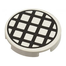 Part 4150p01 White Tile, Round 2 x 2 with Black Grid Large Pattern 